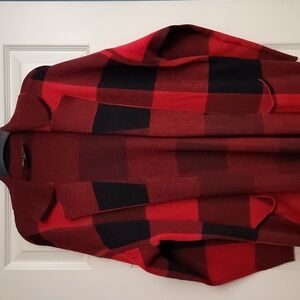 Lane Bryant Red and Black Knit Coatigan